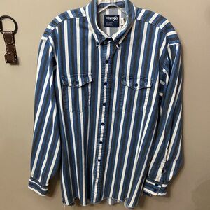 Vintage Men’s Wrangler Long Sleeve Button Down Heavy Cotton Shirt- Size XL